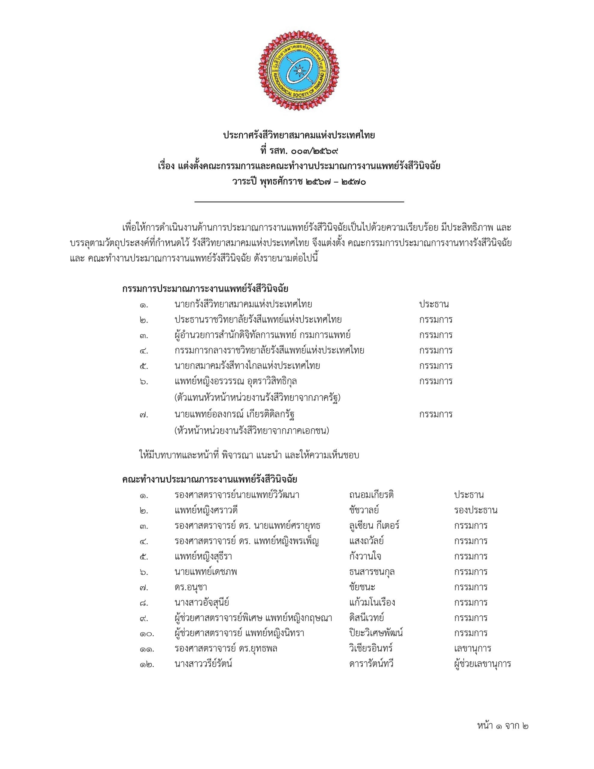 ประกาศแต่งตั้งกรรมการ / อนุกรรมการ 1